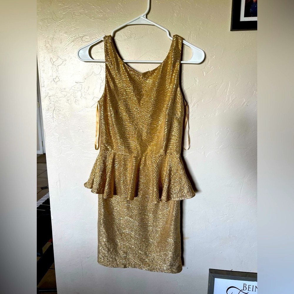 Hailey Logan Gold Sheath‎ Peplum Mini Dress
